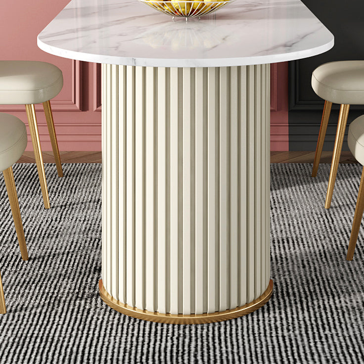 Contemporary Freeform Dining Table Sintered Stone Table with Double Pedestal Base Clearhalo ' dining_table' 'Dining Tables & Seating' 'Dining Tables' 'furn' 'furn_dining_table' 'Furniture' 'furniture_dining_table' 'Kitchen & Dining Furniture' 'kitchen&dining_furn' 'kitchen' 'kitchen_dining_table' 4523065