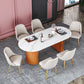 Oval Stone Dining Room Collection Traditional Luxury Home Furniture for Indoor Orange 70.9"L x 31.5"W x 29.5"H Without Chairs Clearhalo ' dining_table' 'Dining Tables & Seating' 'Dining Tables' 'furn' 'furn_dining_table' 'Furniture' 'furniture_dining_table' 'Kitchen & Dining Furniture' 'kitchen&dining_furn' 'kitchen' 'kitchen_dining_table' 4523077