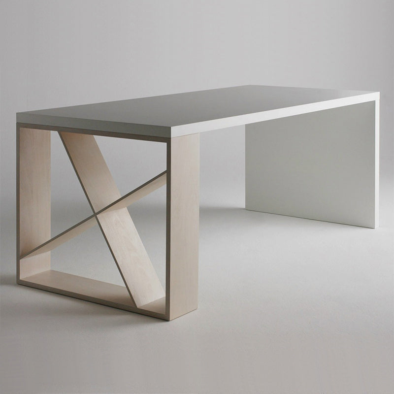 Modern Pine Wood Table for Restaurant Rectangle White Table with Double Pedestal Base 94.5"L x 35.4"W x 29.5"H Without Chairs Clearhalo ' dining_table' 'Dining Tables & Seating' 'Dining Tables' 'furn' 'furn_dining_table' 'Furniture' 'furniture_dining_table' 'Kitchen & Dining Furniture' 'kitchen&dining_furn' 'kitchen' 'kitchen_dining_table' 4523098