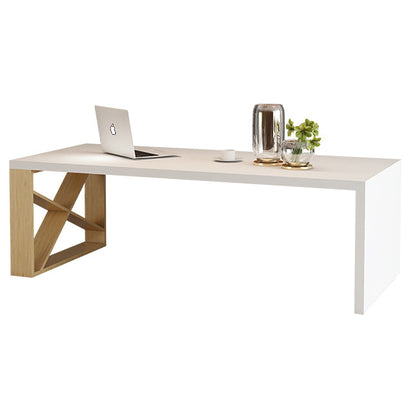 Modern Pine Wood Table for Restaurant Rectangle White Table with Double Pedestal Base Without Chairs Clearhalo ' dining_table' 'Dining Tables & Seating' 'Dining Tables' 'furn' 'furn_dining_table' 'Furniture' 'furniture_dining_table' 'Kitchen & Dining Furniture' 'kitchen&dining_furn' 'kitchen' 'kitchen_dining_table' 4523101