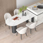 Metal Contemporary Free Form Dining Table Sintered Stone Table with Black Legs Gloss White 55.1"L x 31.5"W x 29.5"H Without Chairs Clearhalo ' dining_table' 'Dining Tables & Seating' 'Dining Tables' 'furn' 'furn_dining_table' 'Furniture' 'furniture_dining_table' 'Kitchen & Dining Furniture' 'kitchen&dining_furn' 'kitchen' 'kitchen_dining_table' 4523113