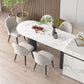 Metal Contemporary Free Form Dining Table Sintered Stone Table with Black Legs Gloss White 63"L x 31.5"W x 29.5"H Without Chairs Clearhalo ' dining_table' 'Dining Tables & Seating' 'Dining Tables' 'furn' 'furn_dining_table' 'Furniture' 'furniture_dining_table' 'Kitchen & Dining Furniture' 'kitchen&dining_furn' 'kitchen' 'kitchen_dining_table' 4523115