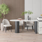 Metal Contemporary Free Form Dining Table Sintered Stone Table with Black Legs White 63"L x 31.5"W x 29.5"H Without Chairs Clearhalo ' dining_table' 'Dining Tables & Seating' 'Dining Tables' 'furn' 'furn_dining_table' 'Furniture' 'furniture_dining_table' 'Kitchen & Dining Furniture' 'kitchen&dining_furn' 'kitchen' 'kitchen_dining_table' 4523116
