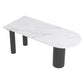 Metal Contemporary Free Form Dining Table Sintered Stone Table with Black Legs Gloss White 70.9"L x 35.4"W x 29.5"H Without Chairs Clearhalo ' dining_table' 'Dining Tables & Seating' 'Dining Tables' 'furn' 'furn_dining_table' 'Furniture' 'furniture_dining_table' 'Kitchen & Dining Furniture' 'kitchen&dining_furn' 'kitchen' 'kitchen_dining_table' 4523117
