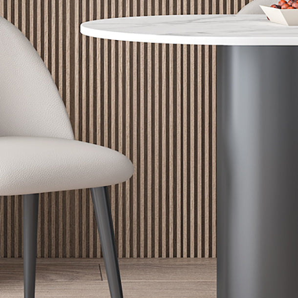 Metal Contemporary Free Form Dining Table Sintered Stone Table with Black Legs Clearhalo ' dining_table' 'Dining Tables & Seating' 'Dining Tables' 'furn' 'furn_dining_table' 'Furniture' 'furniture_dining_table' 'Kitchen & Dining Furniture' 'kitchen&dining_furn' 'kitchen' 'kitchen_dining_table' 4523119
