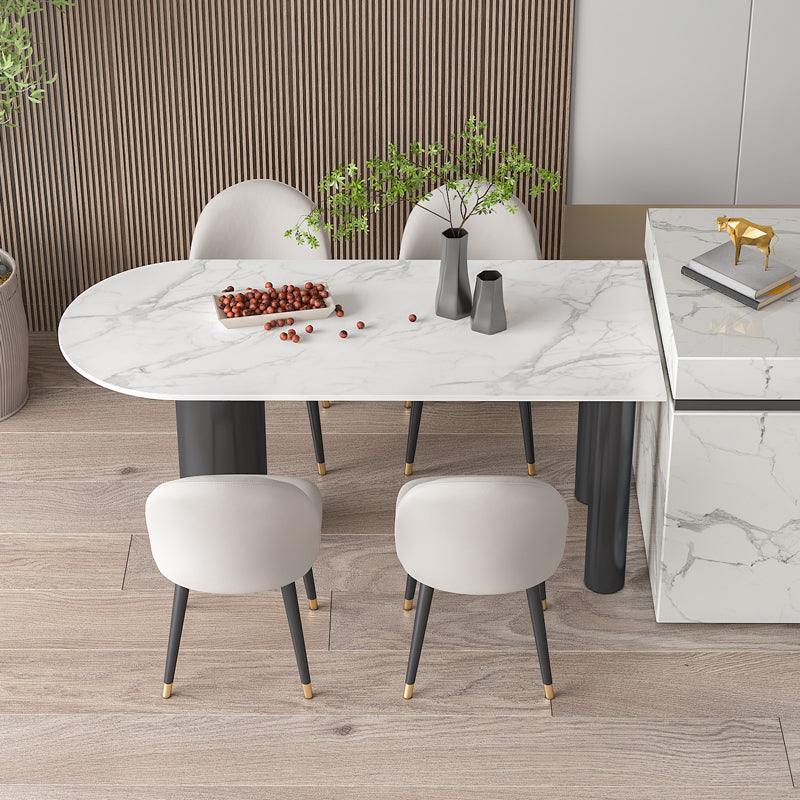 Metal Contemporary Free Form Dining Table Sintered Stone Table with Black Legs Clearhalo ' dining_table' 'Dining Tables & Seating' 'Dining Tables' 'furn' 'furn_dining_table' 'Furniture' 'furniture_dining_table' 'Kitchen & Dining Furniture' 'kitchen&dining_furn' 'kitchen' 'kitchen_dining_table' 4523121