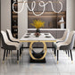 Traditional Luxury Rectangle Dining Table Stone Dinner Table with Trestle Base White 70.9"L x 35.4"W x 29.5"H Without Chairs Clearhalo ' dining_table' 'Dining Tables & Seating' 'Dining Tables' 'furn' 'furn_dining_table' 'Furniture' 'furniture_dining_table' 'Kitchen & Dining Furniture' 'kitchen&dining_furn' 'kitchen' 'kitchen_dining_table' 4523130