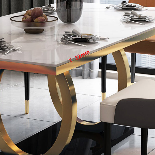 Traditional Luxury Rectangle Dining Table Stone Dinner Table with Trestle Base Clearhalo ' dining_table' 'Dining Tables & Seating' 'Dining Tables' 'furn' 'furn_dining_table' 'Furniture' 'furniture_dining_table' 'Kitchen & Dining Furniture' 'kitchen&dining_furn' 'kitchen' 'kitchen_dining_table' 4523133