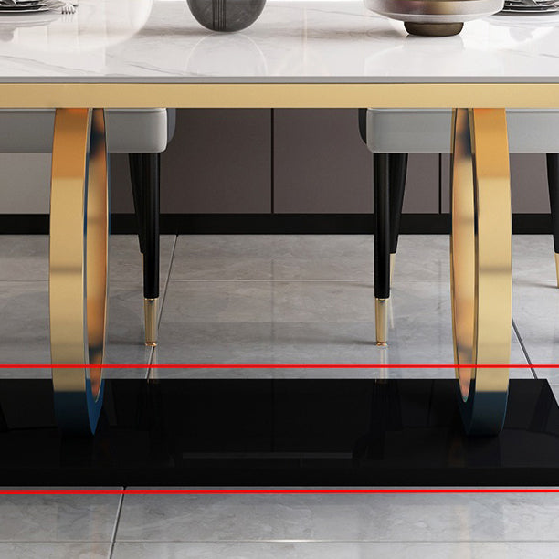 Traditional Luxury Rectangle Dining Table Stone Dinner Table with Trestle Base Clearhalo ' dining_table' 'Dining Tables & Seating' 'Dining Tables' 'furn' 'furn_dining_table' 'Furniture' 'furniture_dining_table' 'Kitchen & Dining Furniture' 'kitchen&dining_furn' 'kitchen' 'kitchen_dining_table' 4523135