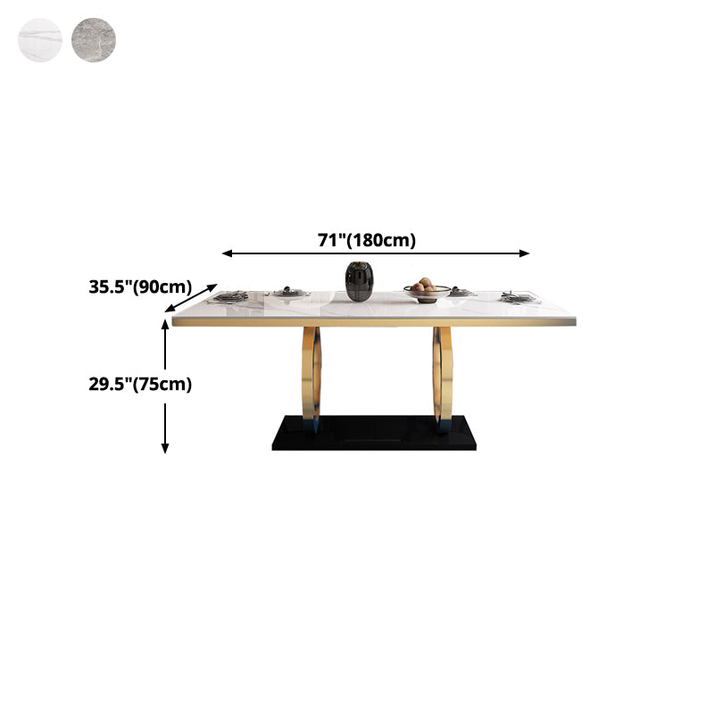 Traditional Luxury Rectangle Dining Table Stone Dinner Table with Trestle Base Clearhalo ' dining_table' 'Dining Tables & Seating' 'Dining Tables' 'furn' 'furn_dining_table' 'Furniture' 'furniture_dining_table' 'Kitchen & Dining Furniture' 'kitchen&dining_furn' 'kitchen' 'kitchen_dining_table' 4523137