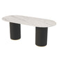 Sintered Stone Top Modern White Table for Restaurant Oval Table with Double Pedestal Base Black Without Chairs Clearhalo ' dining_table' 'Dining Tables & Seating' 'Dining Tables' 'furn' 'furn_dining_table' 'Furniture' 'furniture_dining_table' 'Kitchen & Dining Furniture' 'kitchen&dining_furn' 'kitchen' 'kitchen_dining_table' 4523144