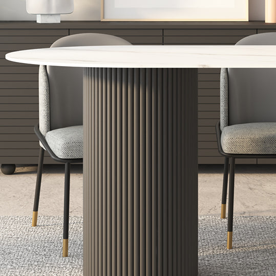 Sintered Stone Top Modern White Table for Restaurant Oval Table with Double Pedestal Base Clearhalo ' dining_table' 'Dining Tables & Seating' 'Dining Tables' 'furn' 'furn_dining_table' 'Furniture' 'furniture_dining_table' 'Kitchen & Dining Furniture' 'kitchen&dining_furn' 'kitchen' 'kitchen_dining_table' 4523147