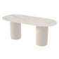 Sintered Stone Top Modern White Table for Restaurant Oval Table with Double Pedestal Base White Without Chairs Clearhalo ' dining_table' 'Dining Tables & Seating' 'Dining Tables' 'furn' 'furn_dining_table' 'Furniture' 'furniture_dining_table' 'Kitchen & Dining Furniture' 'kitchen&dining_furn' 'kitchen' 'kitchen_dining_table' 4523149