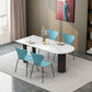 Free Form White Tone Dining Table Contemporary Sintered Stone Table with 3 Legs Black Without Chairs Clearhalo ' dining_table' 'Dining Tables & Seating' 'Dining Tables' 'furn' 'furn_dining_table' 'Furniture' 'furniture_dining_table' 'Kitchen & Dining Furniture' 'kitchen&dining_furn' 'kitchen' 'kitchen_dining_table' 4523156