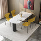 Free Form White Tone Dining Table Contemporary Sintered Stone Table with 3 Legs Black 63"L x 31.5"W x 29.5"H Without Chairs Clearhalo ' dining_table' 'Dining Tables & Seating' 'Dining Tables' 'furn' 'furn_dining_table' 'Furniture' 'furniture_dining_table' 'Kitchen & Dining Furniture' 'kitchen&dining_furn' 'kitchen' 'kitchen_dining_table' 4523157