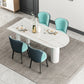 Free Form White Tone Dining Table Contemporary Sintered Stone Table with 3 Legs White 70.9"L x 31.5"W x 29.5"H Without Chairs Clearhalo ' dining_table' 'Dining Tables & Seating' 'Dining Tables' 'furn' 'furn_dining_table' 'Furniture' 'furniture_dining_table' 'Kitchen & Dining Furniture' 'kitchen&dining_furn' 'kitchen' 'kitchen_dining_table' 4523158