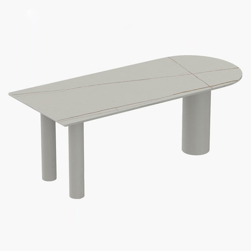 Free Form White Tone Dining Table Contemporary Sintered Stone Table with 3 Legs White Without Chairs Clearhalo ' dining_table' 'Dining Tables & Seating' 'Dining Tables' 'furn' 'furn_dining_table' 'Furniture' 'furniture_dining_table' 'Kitchen & Dining Furniture' 'kitchen&dining_furn' 'kitchen' 'kitchen_dining_table' 4523159