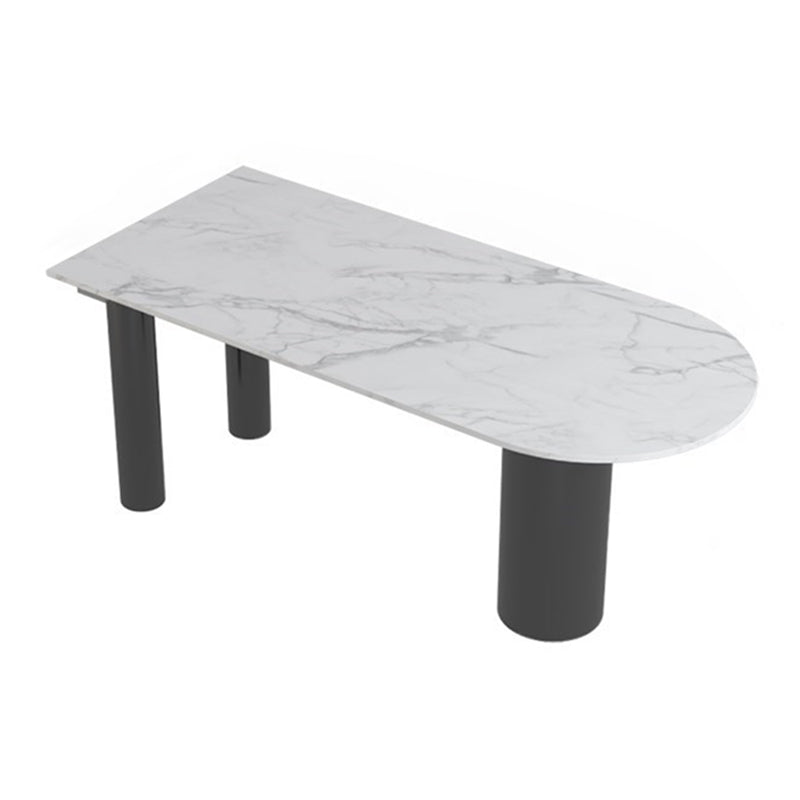 Sintered Stone White Tone Dining Table Simplicity 3 Legs Table for Dining Room Light Gray Without Chairs Clearhalo ' dining_table' 'Dining Tables & Seating' 'Dining Tables' 'furn' 'furn_dining_table' 'Furniture' 'furniture_dining_table' 'Kitchen & Dining Furniture' 'kitchen&dining_furn' 'kitchen' 'kitchen_dining_table' 4523168