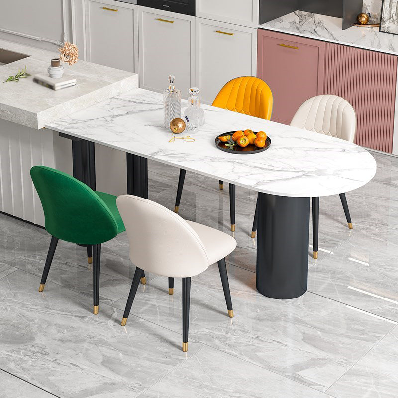 Sintered Stone White Tone Dining Table Simplicity 3 Legs Table for Dining Room White 47.2"L x 23.6"W x 29.5"H Without Chairs Clearhalo ' dining_table' 'Dining Tables & Seating' 'Dining Tables' 'furn' 'furn_dining_table' 'Furniture' 'furniture_dining_table' 'Kitchen & Dining Furniture' 'kitchen&dining_furn' 'kitchen' 'kitchen_dining_table' 4523169