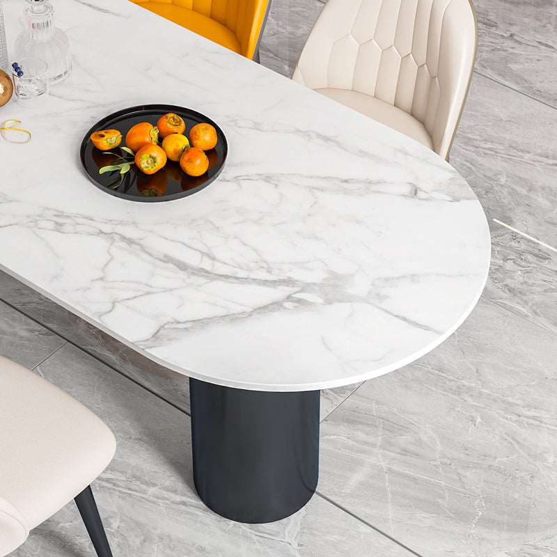 Sintered Stone White Tone Dining Table Simplicity 3 Legs Table for Dining Room Clearhalo ' dining_table' 'Dining Tables & Seating' 'Dining Tables' 'furn' 'furn_dining_table' 'Furniture' 'furniture_dining_table' 'Kitchen & Dining Furniture' 'kitchen&dining_furn' 'kitchen' 'kitchen_dining_table' 4523173