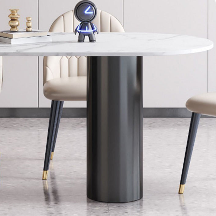 Sintered Stone White Tone Dining Table Simplicity 3 Legs Table for Dining Room Clearhalo ' dining_table' 'Dining Tables & Seating' 'Dining Tables' 'furn' 'furn_dining_table' 'Furniture' 'furniture_dining_table' 'Kitchen & Dining Furniture' 'kitchen&dining_furn' 'kitchen' 'kitchen_dining_table' 4523176