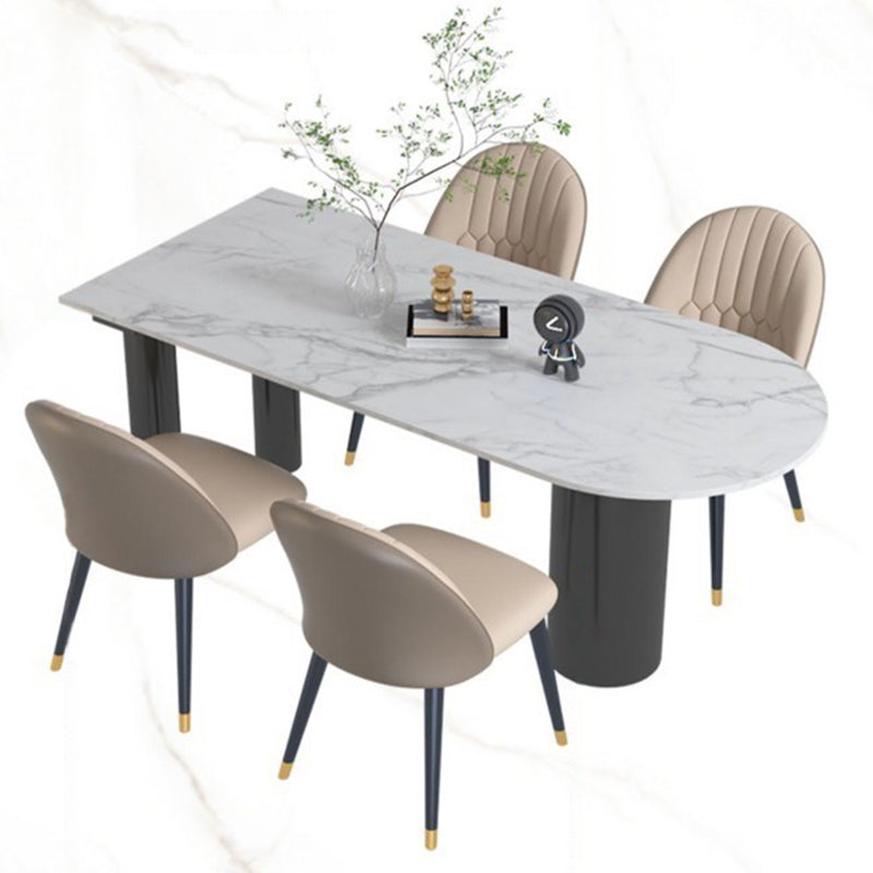 Sintered Stone White Tone Dining Table Simplicity 3 Legs Table for Dining Room Clearhalo ' dining_table' 'Dining Tables & Seating' 'Dining Tables' 'furn' 'furn_dining_table' 'Furniture' 'furniture_dining_table' 'Kitchen & Dining Furniture' 'kitchen&dining_furn' 'kitchen' 'kitchen_dining_table' 4523177
