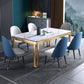 Traditional Luxury Dining Table Rectangle Sintered Stone 4 Legs Table with Gold Frame White 63"L x 31.5"W x 29.5"H Without Chairs Clearhalo ' dining_table' 'Dining Tables & Seating' 'Dining Tables' 'furn' 'furn_dining_table' 'Furniture' 'furniture_dining_table' 'Kitchen & Dining Furniture' 'kitchen&dining_furn' 'kitchen' 'kitchen_dining_table' 4523187