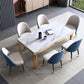 Traditional Luxury Dining Table Rectangle Sintered Stone 4 Legs Table with Gold Frame White 55.1"L x 23.6"W x 29.5"H Without Chairs Clearhalo ' dining_table' 'Dining Tables & Seating' 'Dining Tables' 'furn' 'furn_dining_table' 'Furniture' 'furniture_dining_table' 'Kitchen & Dining Furniture' 'kitchen&dining_furn' 'kitchen' 'kitchen_dining_table' 4523189