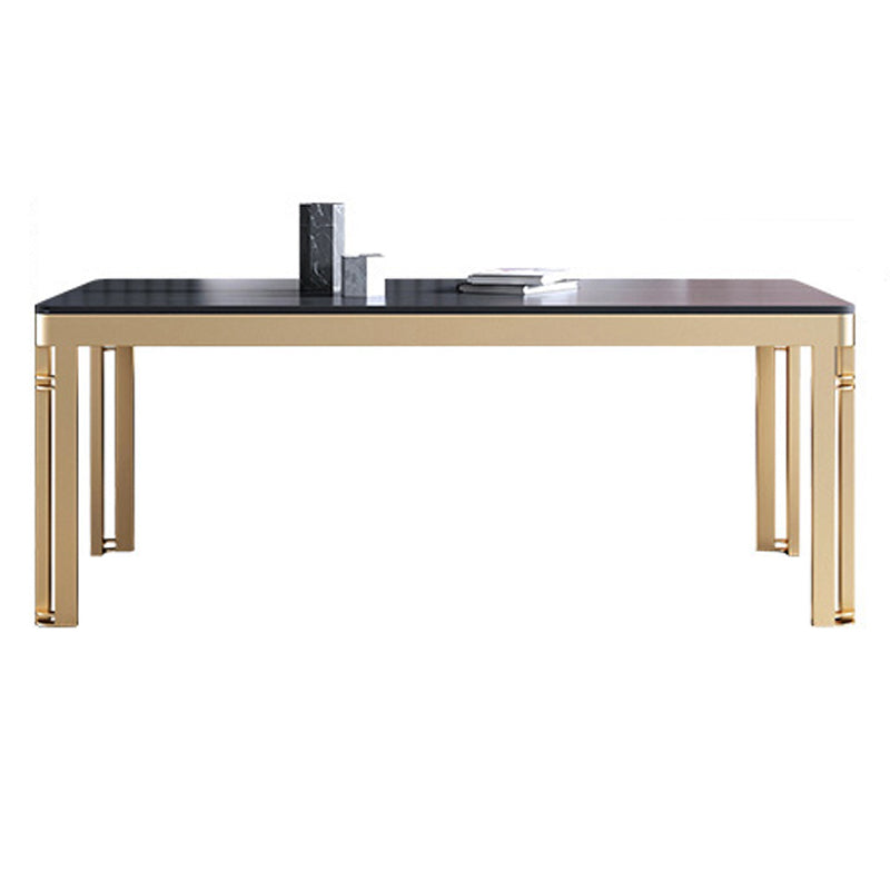 Traditional Luxury Dining Table Rectangle Sintered Stone 4 Legs Table with Gold Frame Black Gold Without Chairs Clearhalo ' dining_table' 'Dining Tables & Seating' 'Dining Tables' 'furn' 'furn_dining_table' 'Furniture' 'furniture_dining_table' 'Kitchen & Dining Furniture' 'kitchen&dining_furn' 'kitchen' 'kitchen_dining_table' 4523190