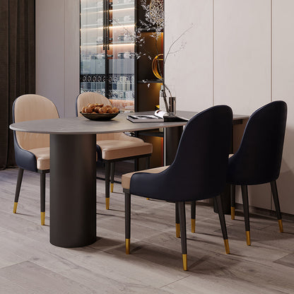 Modern Style Dining Table Sintered Stone Dining Table with Black Frame for Kitchen Gray 47.2"L x 23.6"W x 29.5"H Without Chairs Clearhalo ' dining_table' 'Dining Tables & Seating' 'Dining Tables' 'furn' 'furn_dining_table' 'Furniture' 'furniture_dining_table' 'Kitchen & Dining Furniture' 'kitchen&dining_furn' 'kitchen' 'kitchen_dining_table' 4523205