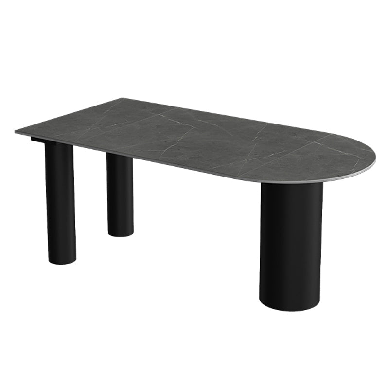 Modern Style Dining Table Sintered Stone Dining Table with Black Frame for Kitchen Gray Without Chairs Clearhalo ' dining_table' 'Dining Tables & Seating' 'Dining Tables' 'furn' 'furn_dining_table' 'Furniture' 'furniture_dining_table' 'Kitchen & Dining Furniture' 'kitchen&dining_furn' 'kitchen' 'kitchen_dining_table' 4523211