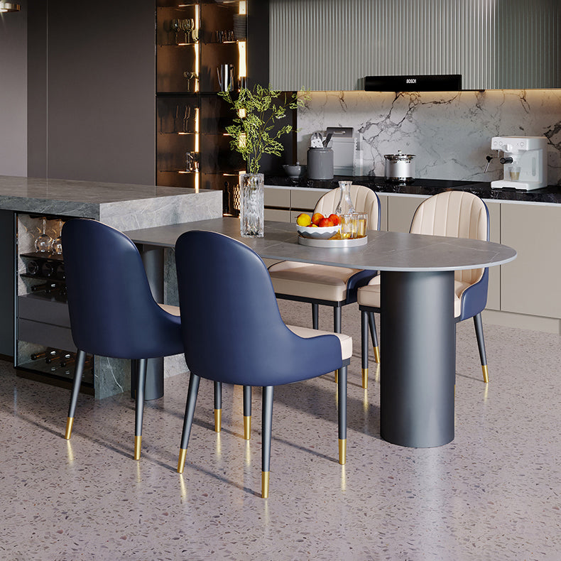 Modern Style Dining Table Sintered Stone Dining Table with Black Frame for Kitchen Clearhalo ' dining_table' 'Dining Tables & Seating' 'Dining Tables' 'furn' 'furn_dining_table' 'Furniture' 'furniture_dining_table' 'Kitchen & Dining Furniture' 'kitchen&dining_furn' 'kitchen' 'kitchen_dining_table' 4523213