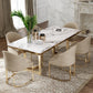 Traditional Luxury Dining Table Rectangle Double Pedestal Table with Gold Frame White 63"L x 31.5"W x 29.5"H Without Chairs Clearhalo ' dining_table' 'Dining Tables & Seating' 'Dining Tables' 'furn' 'furn_dining_table' 'Furniture' 'furniture_dining_table' 'Kitchen & Dining Furniture' 'kitchen&dining_furn' 'kitchen' 'kitchen_dining_table' 4523238