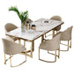 Traditional Luxury Dining Table Rectangle Double Pedestal Table with Gold Frame Clearhalo ' dining_table' 'Dining Tables & Seating' 'Dining Tables' 'furn' 'furn_dining_table' 'Furniture' 'furniture_dining_table' 'Kitchen & Dining Furniture' 'kitchen&dining_furn' 'kitchen' 'kitchen_dining_table' 4523246