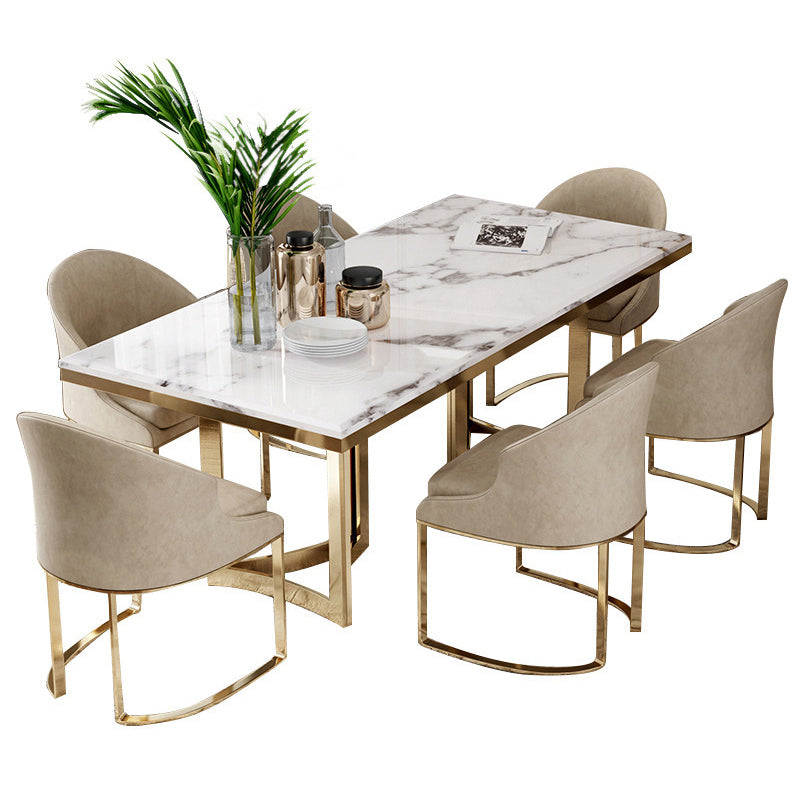 Traditional Luxury Dining Table Rectangle Double Pedestal Table with Gold Frame Clearhalo ' dining_table' 'Dining Tables & Seating' 'Dining Tables' 'furn' 'furn_dining_table' 'Furniture' 'furniture_dining_table' 'Kitchen & Dining Furniture' 'kitchen&dining_furn' 'kitchen' 'kitchen_dining_table' 4523246