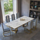 Traditional Luxury Dining Table Rectangle Double Pedestal Table with Gold Frame Clearhalo ' dining_table' 'Dining Tables & Seating' 'Dining Tables' 'furn' 'furn_dining_table' 'Furniture' 'furniture_dining_table' 'Kitchen & Dining Furniture' 'kitchen&dining_furn' 'kitchen' 'kitchen_dining_table' 4523250