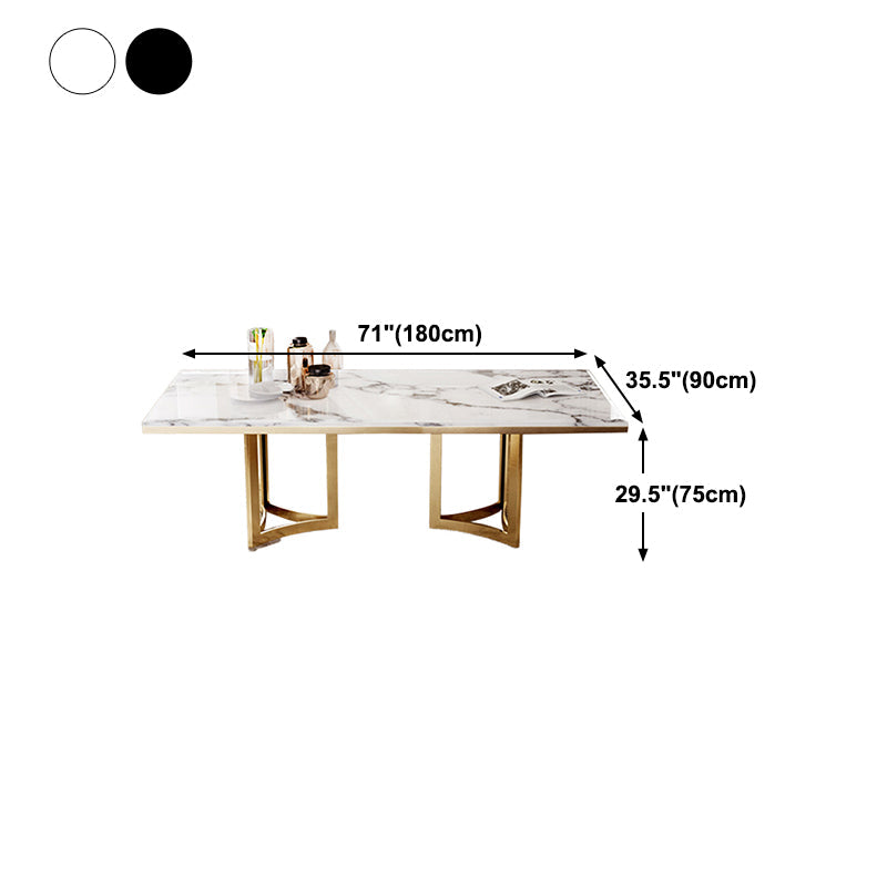 Traditional Luxury Dining Table Rectangle Double Pedestal Table with Gold Frame Clearhalo ' dining_table' 'Dining Tables & Seating' 'Dining Tables' 'furn' 'furn_dining_table' 'Furniture' 'furniture_dining_table' 'Kitchen & Dining Furniture' 'kitchen&dining_furn' 'kitchen' 'kitchen_dining_table' 4523256