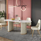 Oval Double Pedestal Luxury Dining Table Sintered Stone White Fixed Table for Restaurant Clearhalo ' dining_table' 'Dining Tables & Seating' 'Dining Tables' 'furn' 'furn_dining_table' 'Furniture' 'furniture_dining_table' 'Kitchen & Dining Furniture' 'kitchen&dining_furn' 'kitchen' 'kitchen_dining_table' 4523289