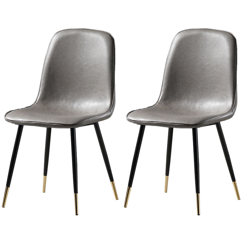 Nordic Metal Dining Chairs Dining Armless Side Chairs for Kitchen Grey 2 Piece Set Black Gold Clearhalo ' kitchen&dining_furn' 'Dining Chairs' 'Dining Tables & Seating' 'dining_chair' 'furn' 'furn_dining_chair' 'Furniture' 'furniture_dining_chair' 'Kitchen & Dining Furniture' 'kitchen' 4523299