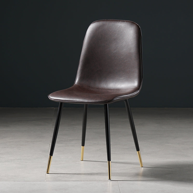 Nordic Metal Dining Chairs Dining Armless Side Chairs for Kitchen Dark Coffee 1 Piece Black Gold Clearhalo ' kitchen&dining_furn' 'Dining Chairs' 'Dining Tables & Seating' 'dining_chair' 'furn' 'furn_dining_chair' 'Furniture' 'furniture_dining_chair' 'Kitchen & Dining Furniture' 'kitchen' 4523309