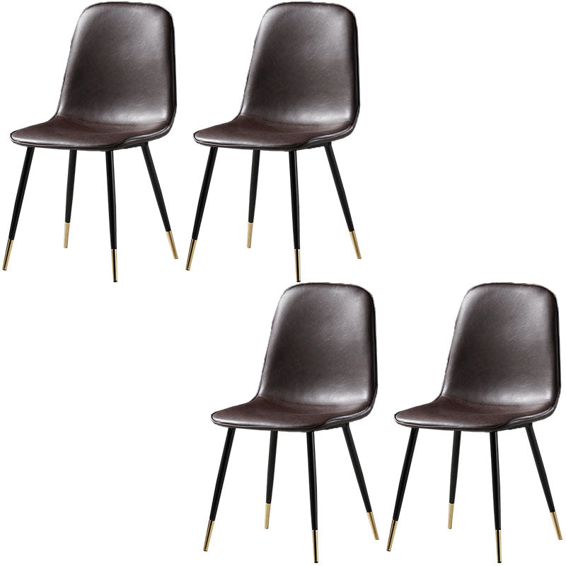 Nordic Metal Dining Chairs Dining Armless Side Chairs for Kitchen Dark Coffee 4 Piece Set Black Gold Clearhalo ' kitchen&dining_furn' 'Dining Chairs' 'Dining Tables & Seating' 'dining_chair' 'furn' 'furn_dining_chair' 'Furniture' 'furniture_dining_chair' 'Kitchen & Dining Furniture' 'kitchen' 4523313