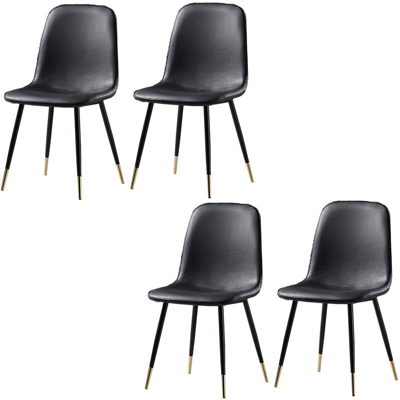 Nordic Metal Dining Chairs Dining Armless Side Chairs for Kitchen Black 4 Piece Set Black Gold Clearhalo ' kitchen&dining_furn' 'Dining Chairs' 'Dining Tables & Seating' 'dining_chair' 'furn' 'furn_dining_chair' 'Furniture' 'furniture_dining_chair' 'Kitchen & Dining Furniture' 'kitchen' 4523322