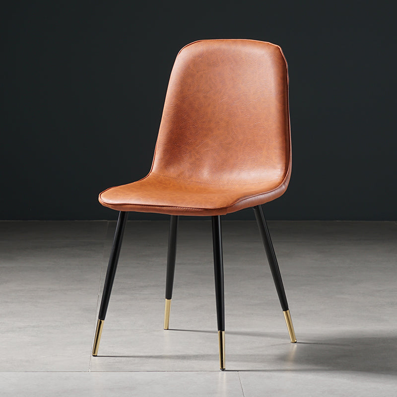 Nordic Metal Dining Chairs Dining Armless Side Chairs for Kitchen Light Brown 1 Piece Black Gold Clearhalo ' kitchen&dining_furn' 'Dining Chairs' 'Dining Tables & Seating' 'dining_chair' 'furn' 'furn_dining_chair' 'Furniture' 'furniture_dining_chair' 'Kitchen & Dining Furniture' 'kitchen' 4523323