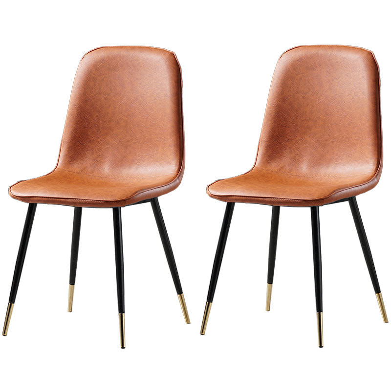 Nordic Metal Dining Chairs Dining Armless Side Chairs for Kitchen Light Brown 2 Piece Set Black Gold Clearhalo ' kitchen&dining_furn' 'Dining Chairs' 'Dining Tables & Seating' 'dining_chair' 'furn' 'furn_dining_chair' 'Furniture' 'furniture_dining_chair' 'Kitchen & Dining Furniture' 'kitchen' 4523324