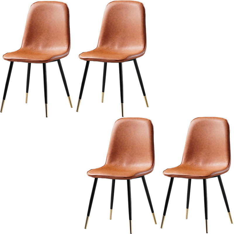 Nordic Metal Dining Chairs Dining Armless Side Chairs for Kitchen Light Brown 4 Piece Set Black Gold Clearhalo ' kitchen&dining_furn' 'Dining Chairs' 'Dining Tables & Seating' 'dining_chair' 'furn' 'furn_dining_chair' 'Furniture' 'furniture_dining_chair' 'Kitchen & Dining Furniture' 'kitchen' 4523325
