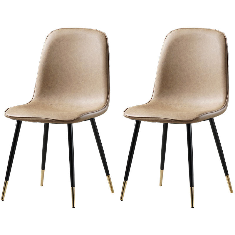 Nordic Metal Dining Chairs Dining Armless Side Chairs for Kitchen Khaki 2 Piece Set Black Gold Clearhalo ' kitchen&dining_furn' 'Dining Chairs' 'Dining Tables & Seating' 'dining_chair' 'furn' 'furn_dining_chair' 'Furniture' 'furniture_dining_chair' 'Kitchen & Dining Furniture' 'kitchen' 4523327