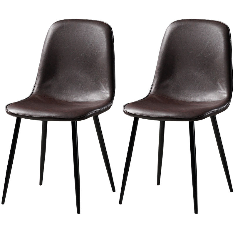 Nordic Metal Dining Chairs Dining Armless Side Chairs for Kitchen Dark Coffee 2 Piece Set Black Clearhalo ' kitchen&dining_furn' 'Dining Chairs' 'Dining Tables & Seating' 'dining_chair' 'furn' 'furn_dining_chair' 'Furniture' 'furniture_dining_chair' 'Kitchen & Dining Furniture' 'kitchen' 4523330