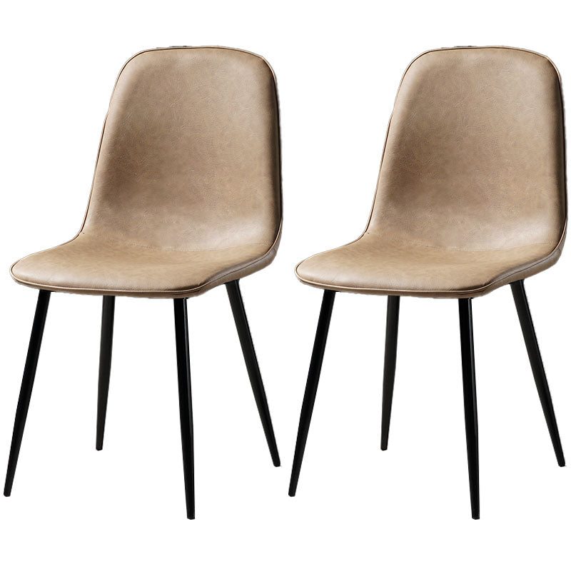 Nordic Metal Dining Chairs Dining Armless Side Chairs for Kitchen Khaki 2 Piece Set Black Clearhalo ' kitchen&dining_furn' 'Dining Chairs' 'Dining Tables & Seating' 'dining_chair' 'furn' 'furn_dining_chair' 'Furniture' 'furniture_dining_chair' 'Kitchen & Dining Furniture' 'kitchen' 4523333