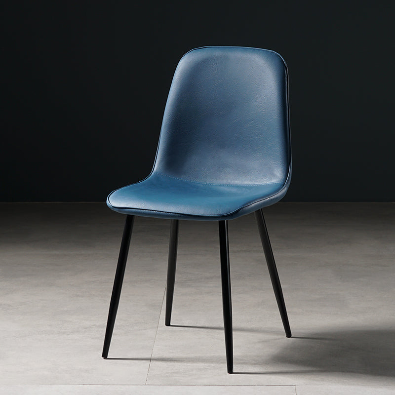 Nordic Metal Dining Chairs Dining Armless Side Chairs for Kitchen Dark Blue 1 Piece Black Clearhalo ' kitchen&dining_furn' 'Dining Chairs' 'Dining Tables & Seating' 'dining_chair' 'furn' 'furn_dining_chair' 'Furniture' 'furniture_dining_chair' 'Kitchen & Dining Furniture' 'kitchen' 4523341