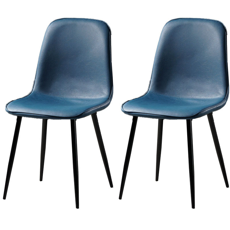 Nordic Metal Dining Chairs Dining Armless Side Chairs for Kitchen Dark Blue 2 Piece Set Black Clearhalo ' kitchen&dining_furn' 'Dining Chairs' 'Dining Tables & Seating' 'dining_chair' 'furn' 'furn_dining_chair' 'Furniture' 'furniture_dining_chair' 'Kitchen & Dining Furniture' 'kitchen' 4523342